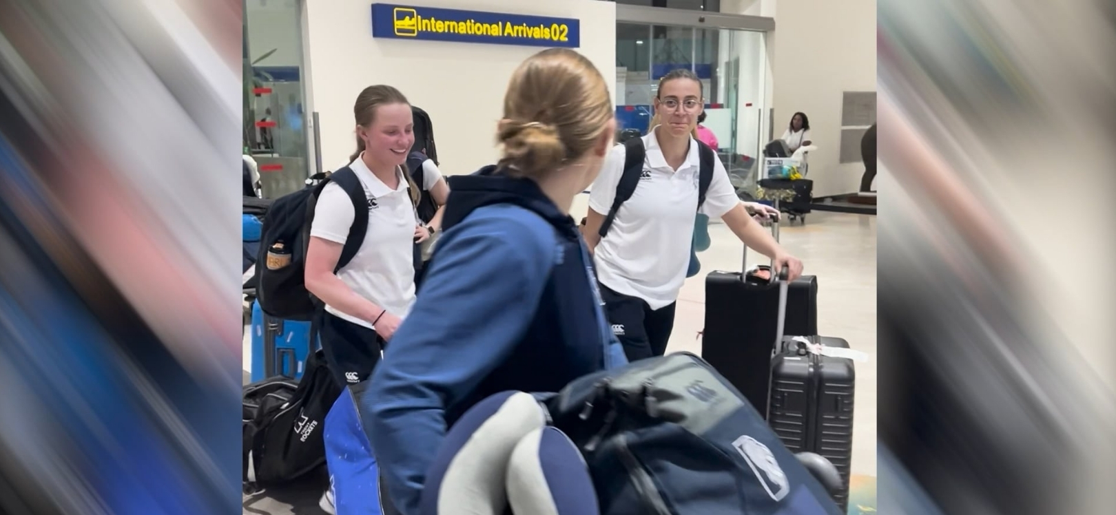 Durham cricket players at the airport