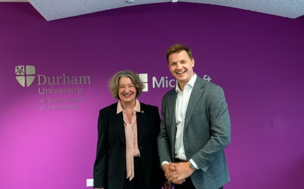 Professor Karen O’Brien, Vice-Chancellor and Warden, Durham University and Darren Hardman, Corporate Vice President and CEO, Microsoft UK and Ireland at the official opening of the AI Skills Centre of Excellence.